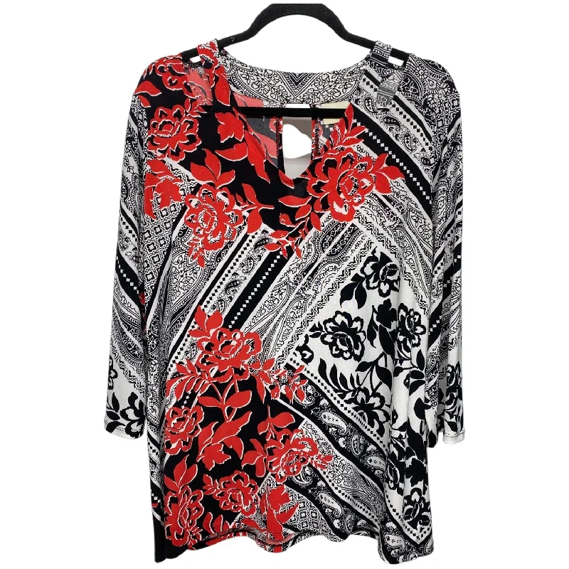 Top Long Sleeve By Chicos In Black & Red, Size: L