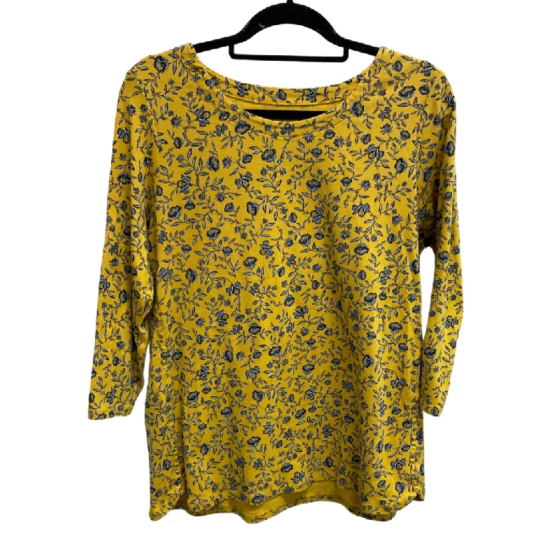 Top 3/4 Sleeve Basic By J. Jill In Yellow, Size: L