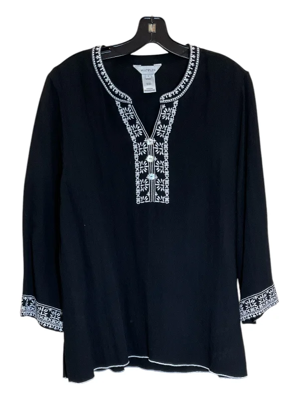 Top 3/4 Sleeve By Multiples In Black, Size: L