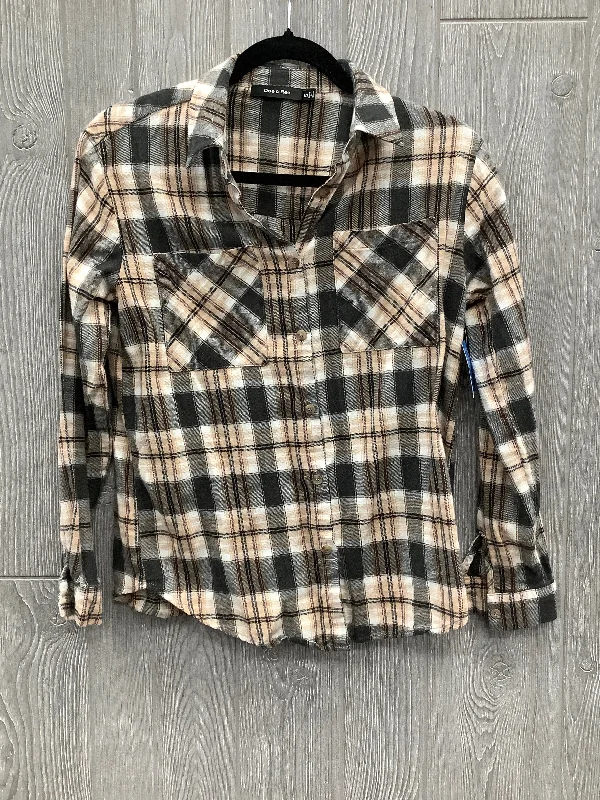 Top Long Sleeve By Doe & Rae In Plaid Pattern, Size: S