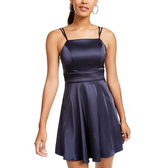 Sequin Hearts Women's Satin Fit N Flare Party Dress Blue Size 15