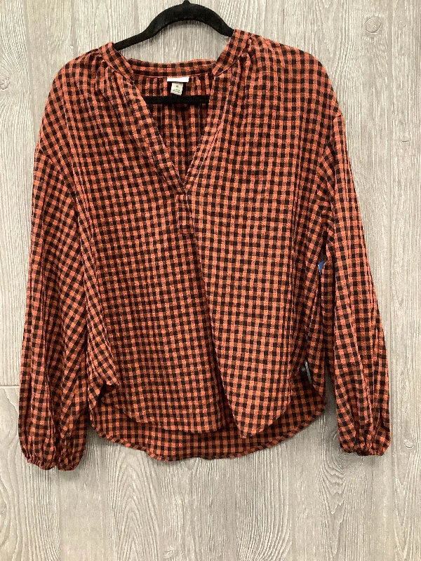 Top Long Sleeve By A New Day In Plaid Pattern, Size: M