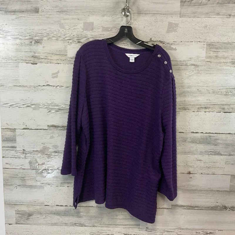 Top Long Sleeve Basic By Liz Claiborne In Purple, Size: 2x