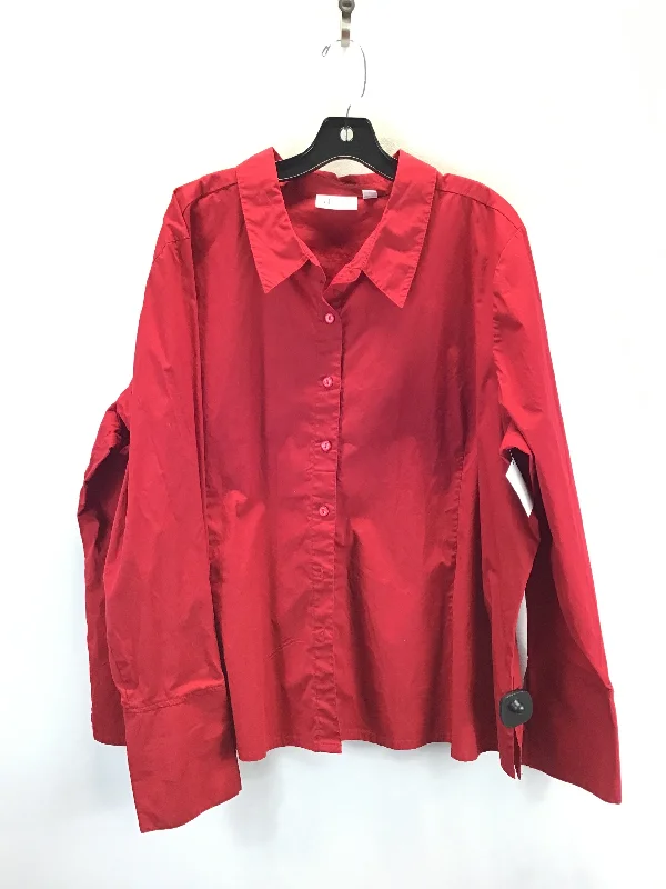 Top Long Sleeve By Denim And Company In Red, Size: 3x