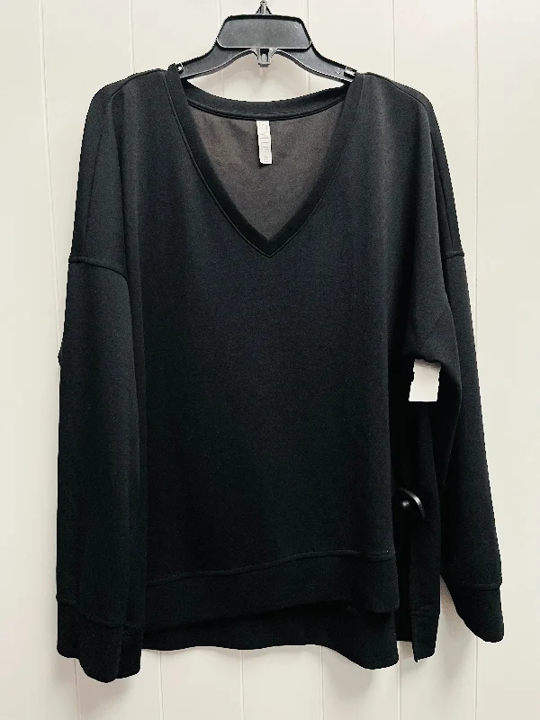 Top Long Sleeve Basic By Stylus In Black, Size: Xl