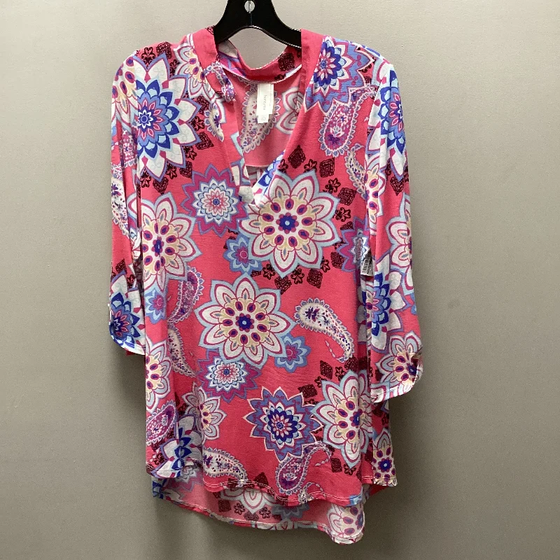 Top 3/4 Sleeve By Honeyme In Pink, Size: L