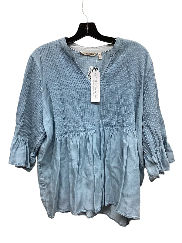 Top 3/4 Sleeve By Soft Surroundings In Blue, Size: Lp