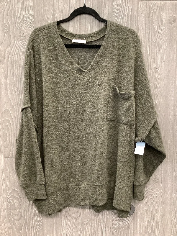 Top Long Sleeve By Zenana Outfitters In Green, Size: Xl