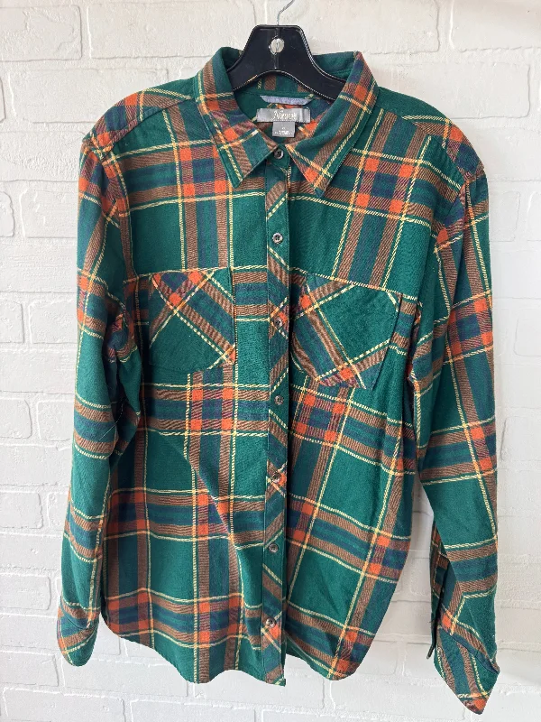 Top Long Sleeve By Natural Reflections In Green & Orange, Size: Xl