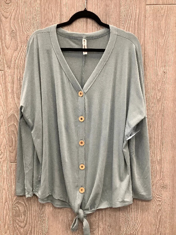 Top Long Sleeve By Zenana Outfitters In Blue, Size: Xl