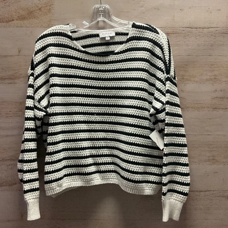 Top Long Sleeve By Gilli In Black & White, Size: M