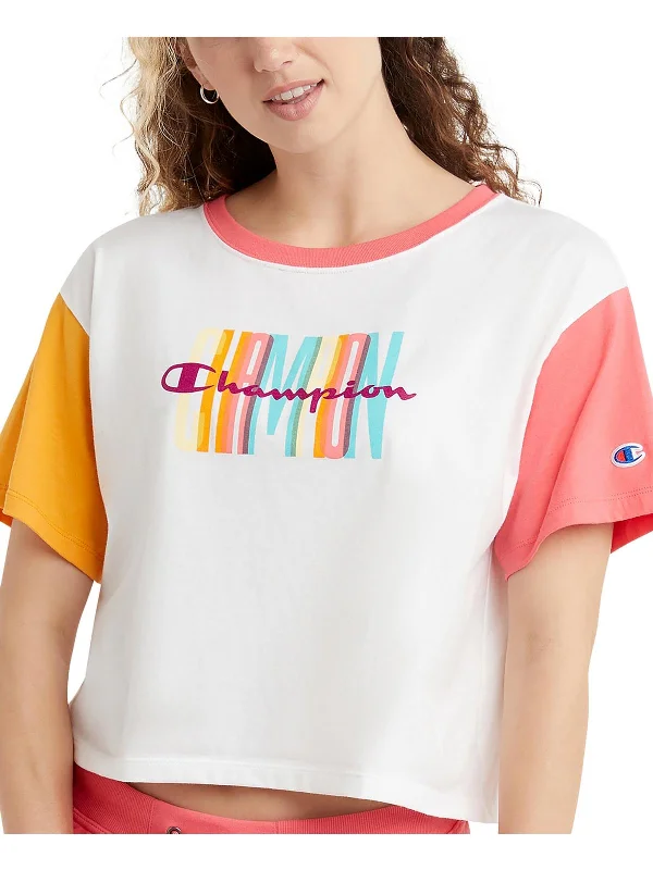 Womens Colorblock Crew Neck T-Shirt