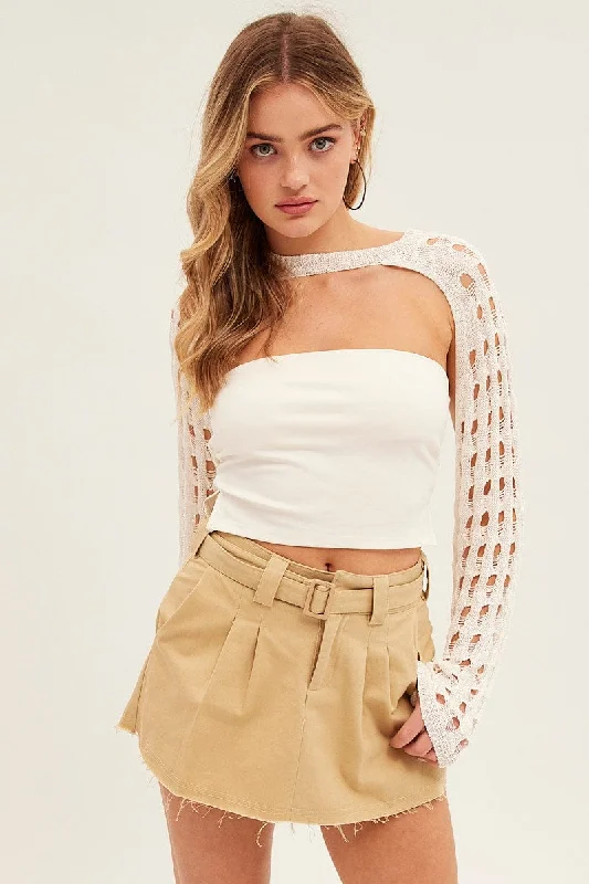 Beige Cargo Skirt Mini Low Rise