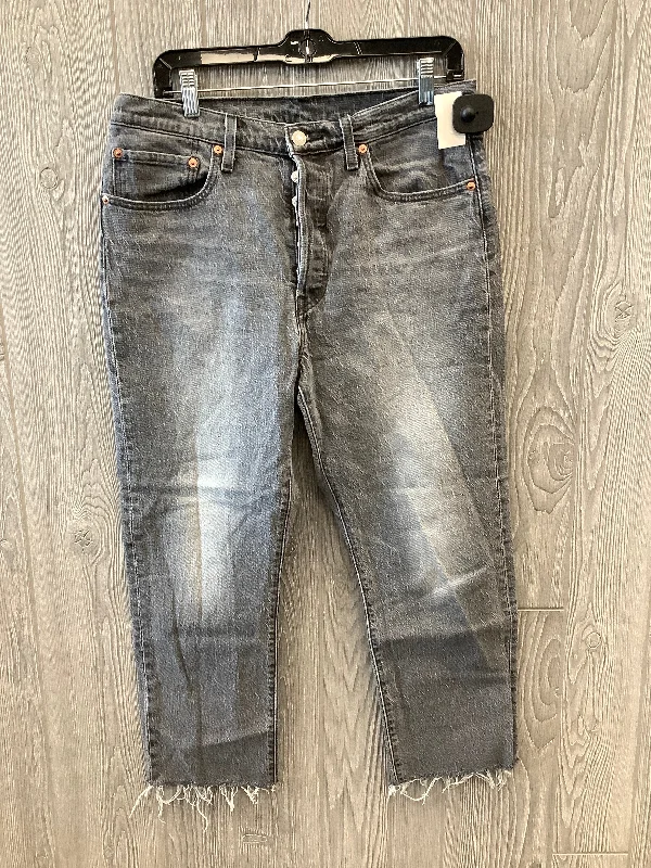 Jeans Straight By Levis In Black Denim, Size: 14