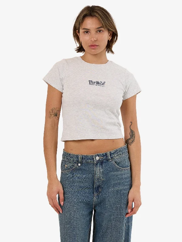 Thrills Workwear Embro Mini Tee - White Marle