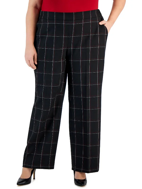 Plus Womens Mid-Rise Formal Dress Pants