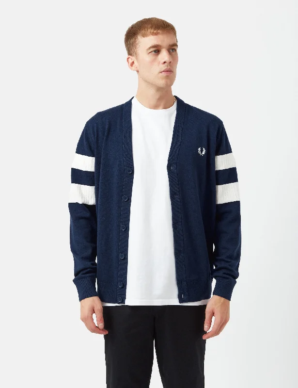 Fred Perry Tipped Sleeve Cardigan - French Navy Blue