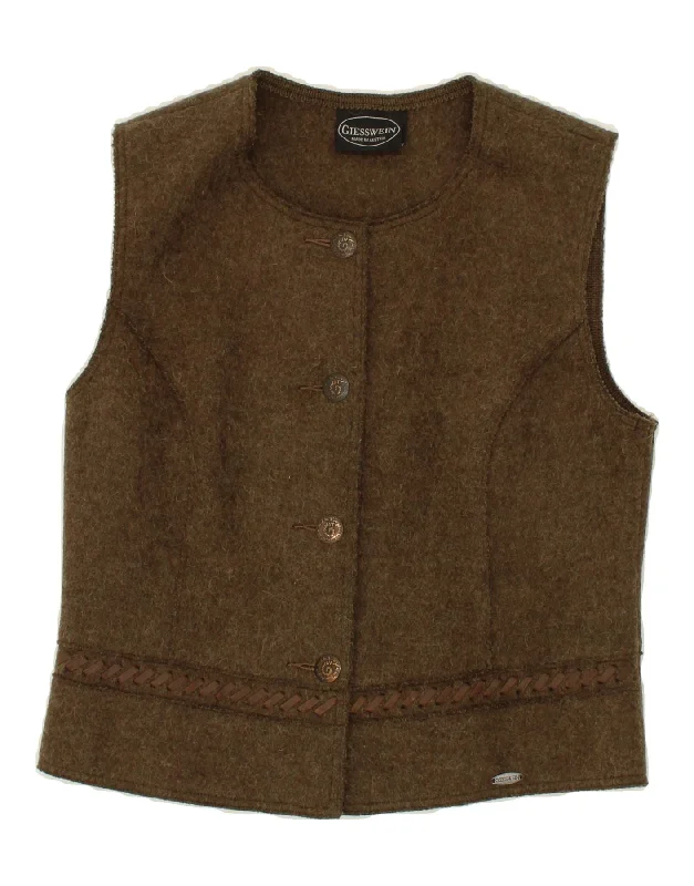 GIESSWEIN Womens Crop Gilet EU 38 Medium Khaki Wool