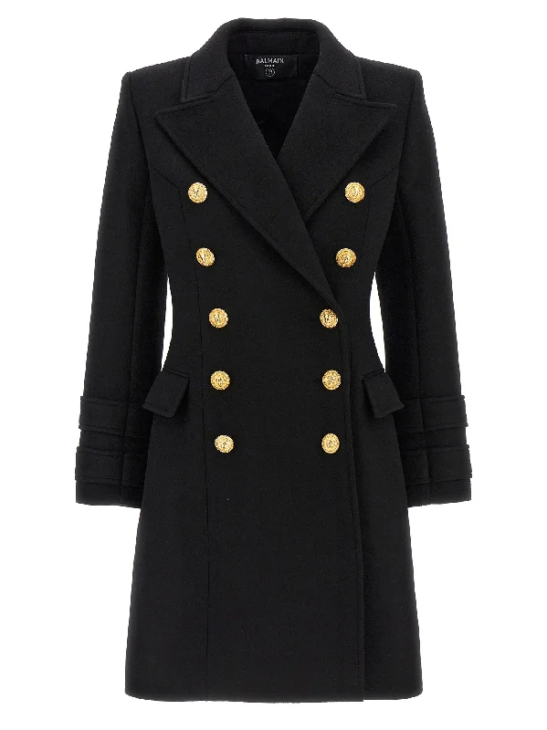 Logo Button Double-breasted Coat