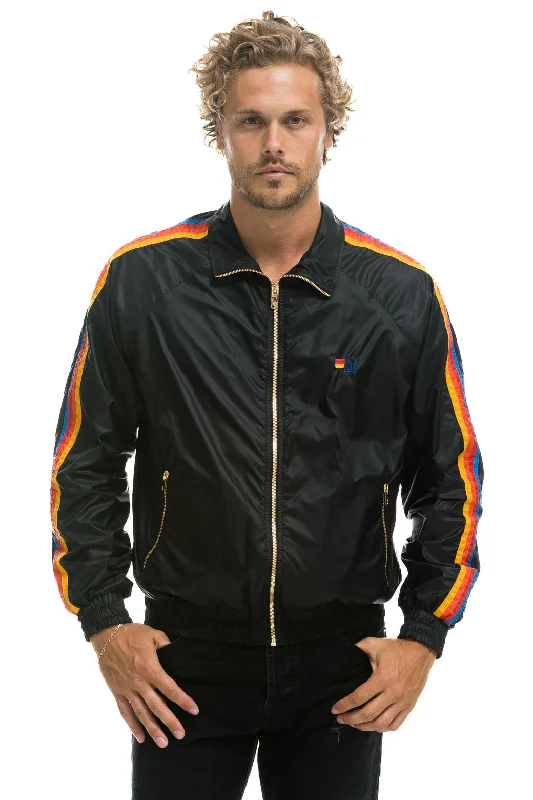 MEN'S 4 STRIPE WINDBREAKER - BLACK