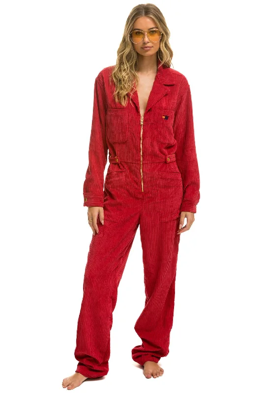 UNISEX CORDUROY FLIGHT SUIT - CHERRY