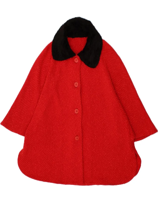 VINTAGE Womens Poncho Coat One Size Red