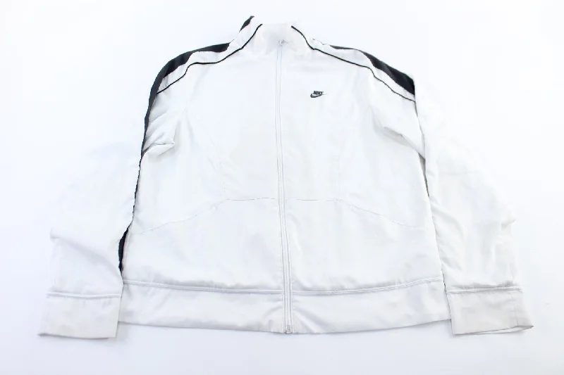 Women's Nike Embroidered Logo White & Black Zip Up Jacket