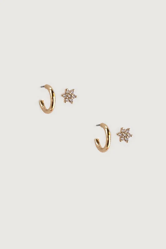 ZIRCONIA FLOWER STUD AND HOOP SET