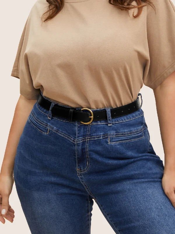 Casual Basic Golden Buckle Detail Belt