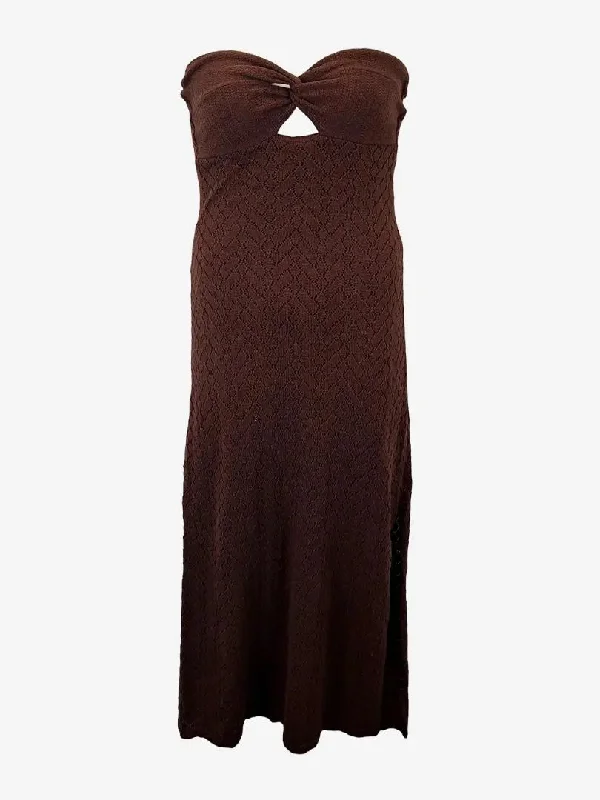 Aere Classy Strapless Chocolate Midi Dress Size 12