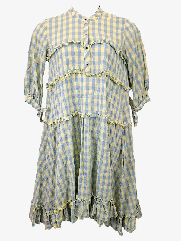 Bande Studio Gingham Frill Tiered Midi Dress Size M