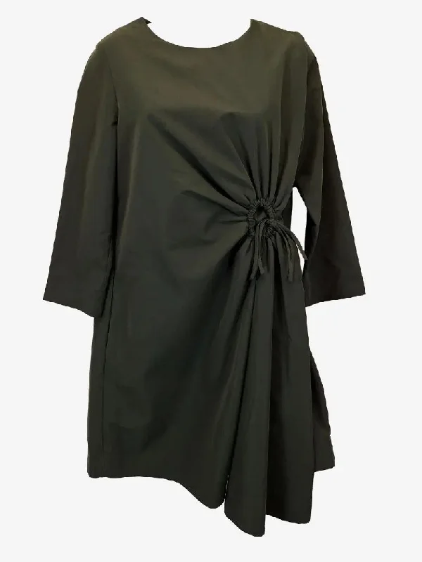 COS Ruched Olive Day Midi Dress Size 8