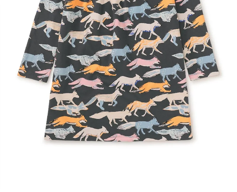 Kid's Long Sleeve Mighty Mini Dress In Fleet Foxes