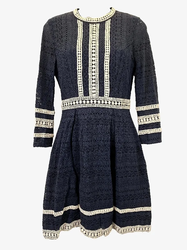 Review Embroidered 3/4 Sleeve Mini Dress Size 8