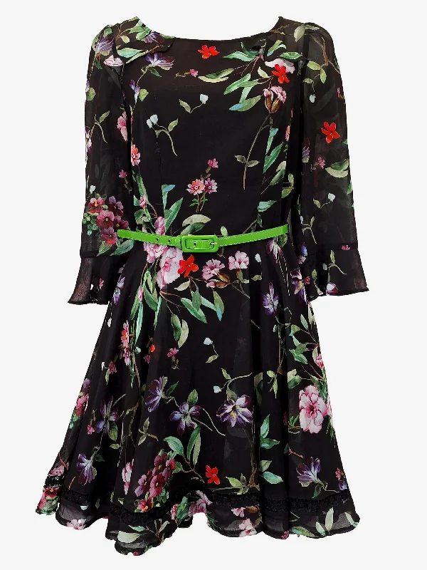 Review Flute Sleeve Floral Mini Dress Size 8