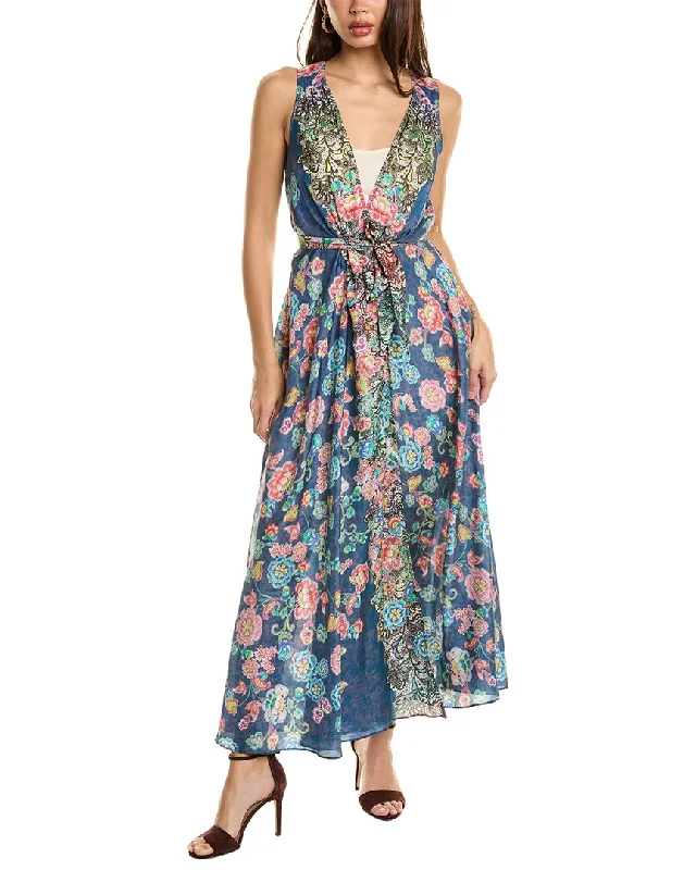 Johnny Was Peppermint Adelia Silk Maxi Dress