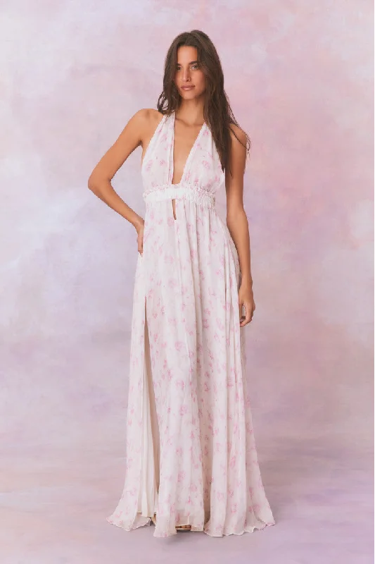 Love Fragrance Halter Maxi Dress- STERLING DUSK