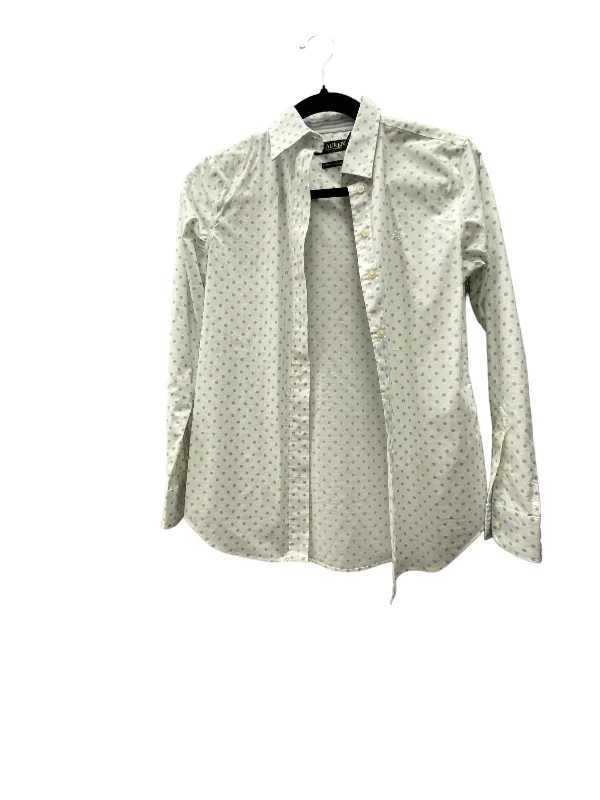 Blouse Long Sleeve By Lauren By Ralph Lauren In Polkadot Pattern, Size: Xxs