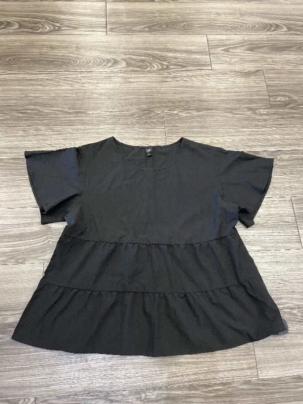 Blouse Short Sleeve By Shein In Black, Size: 2x