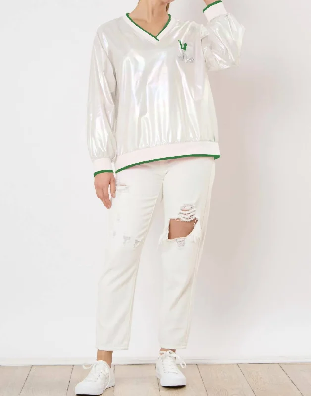 Long Sleeve Golf Windbreaker In Ivory