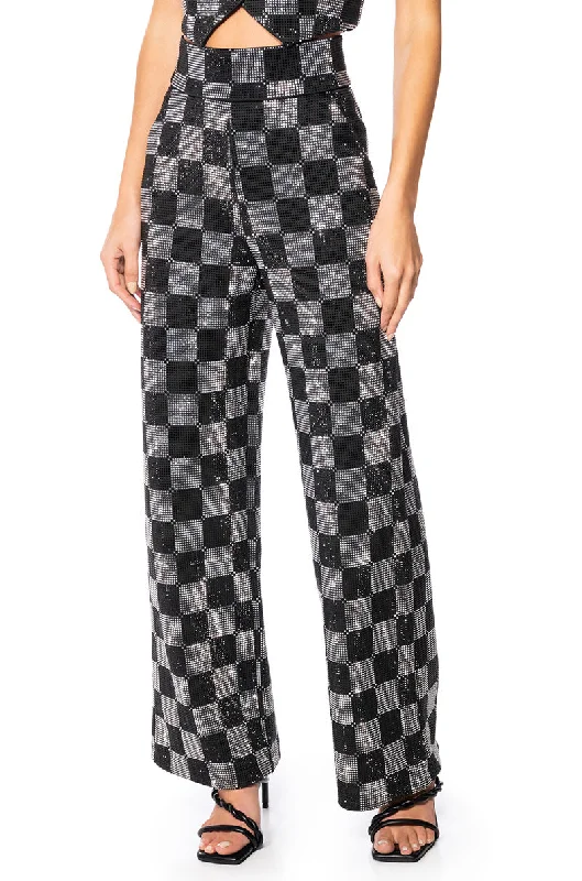 POP STAR CHECKERED RHINESTONE PANT