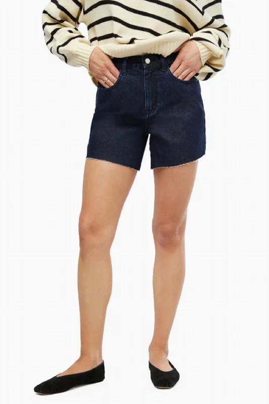 Women's High Rise Flare Short In Raw Wash